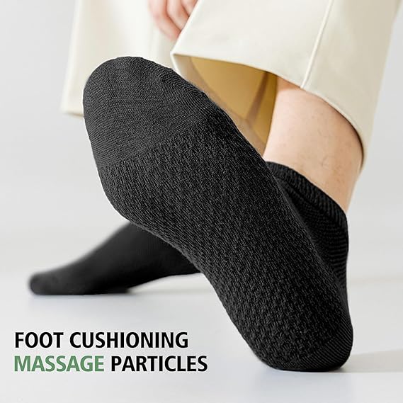10 Pairs Men's Breathable Cotton Ankle Socks - Ultra Lightweight & Comfortable for All Seasons (Black)