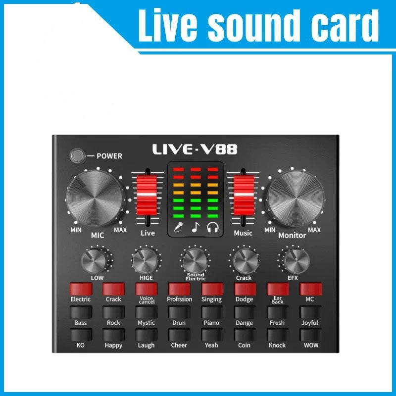 V88 Live Sound Card Mixer – Compact USB Audio Mixer with Built-In Effects for Mobile Streaming