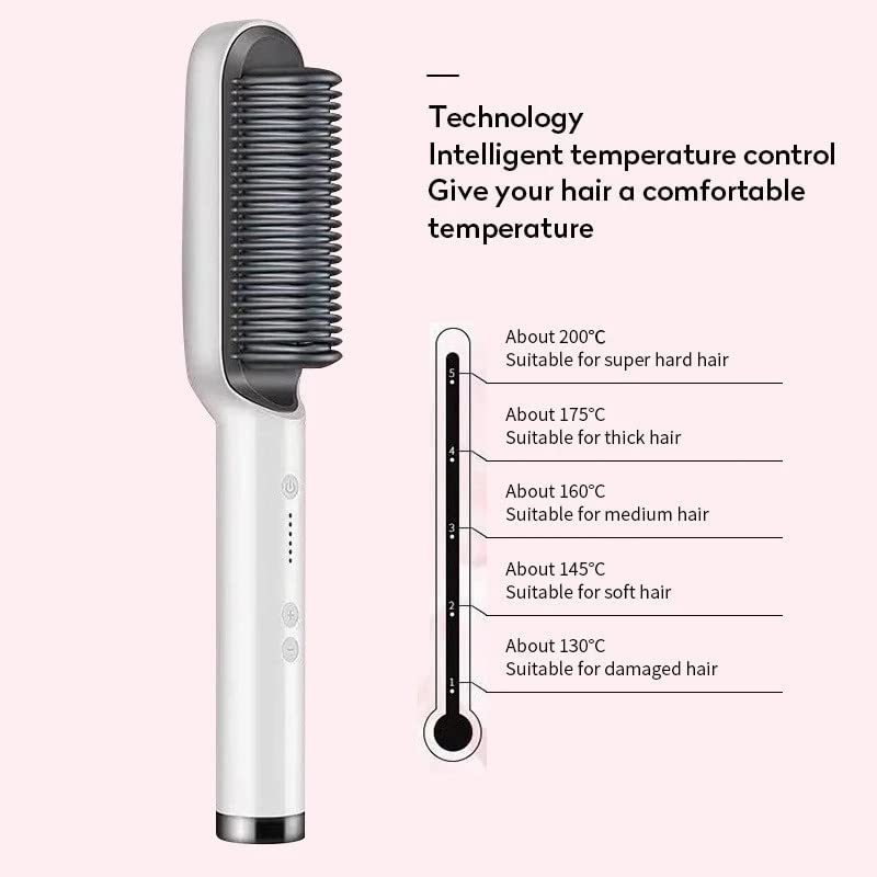Multifunctional Hair Straightener Brush | Heating Curler, Straightener & Styler Comb for Hair & Beard | Fast Heating Straightening Iron