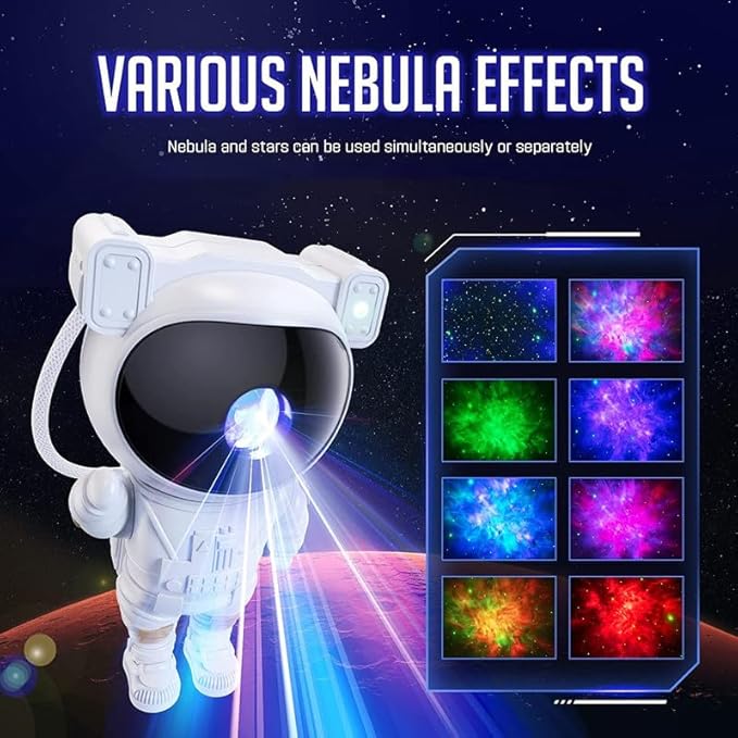 Astronaut Galaxy Star Projector Night Light | Starry Nebula Ceiling LED Lamp with Timer & Remote