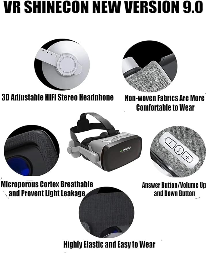 3D Glasses Virtual Reality Helmet – Immersive VR Goggles for iPhone & Android Smartphones | Adjustable Headset for Gaming & 3D Movies