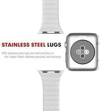 44mm/42mm Leather Strap Watch Band | Adjustable Magnetic Closure | Elegant White