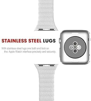 44mm/42mm Leather Strap Watch Band | Adjustable Magnetic Closure | Elegant White