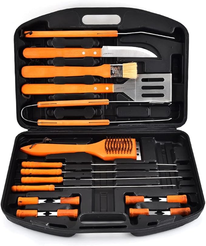 18-Piece BBQ Tool Set | Stainless Steel Grilling Accessories with Wooden Handles | Perfect Gift for Men & Women