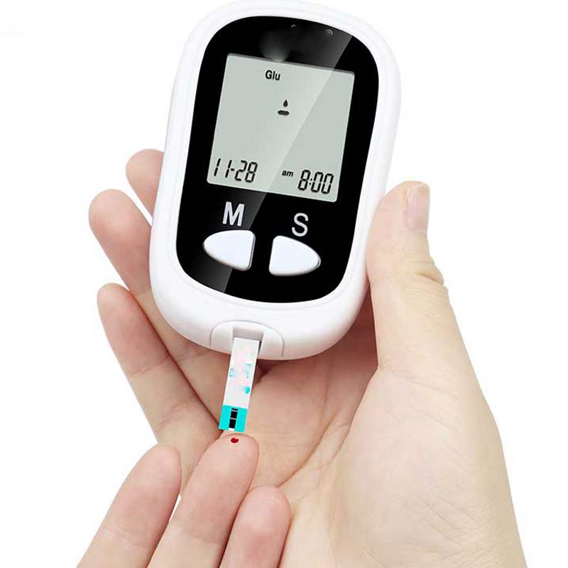 Blood Glucose Meter Large screen diabetes testing kit with tiny blood sample & coding. Essential diabetic supplies for monitoring.
