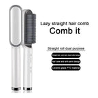 Multifunctional Hair Straightener Brush | Heating Curler, Straightener & Styler Comb for Hair & Beard | Fast Heating Straightening Iron