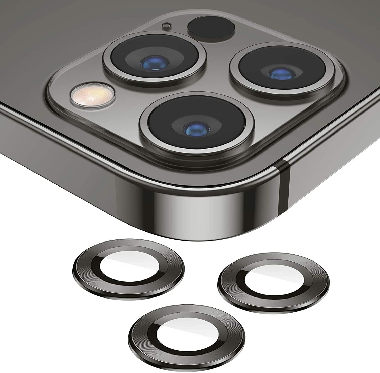 Camera Lens Protector for iPhone 13 Pro/Pro Max | 9H Tempered Glass & Metal Ring