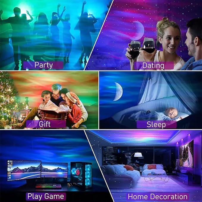 Galaxy Star Projector – 3-in-1 Aurora Borealis LED Light Projector with Bluetooth Speaker, White Noise, and Customizable Lighting Modes