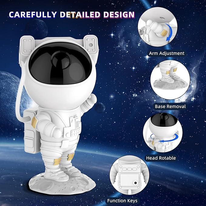 Astronaut Galaxy Star Projector Night Light | Starry Nebula Ceiling LED Lamp with Timer & Remote