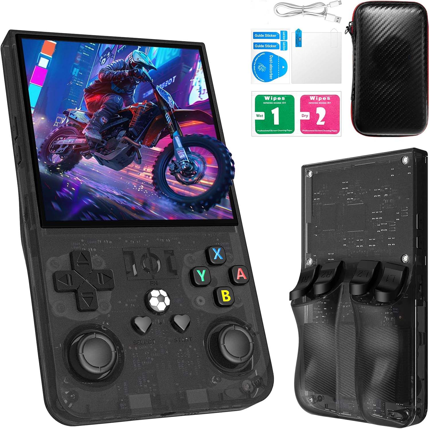 R36MAX Retro Handheld Console - 128GB/22,000 Games, 4" 4K IPS Screen, Open Source Linux System, Portable Classic Gaming (Multi-Colour)