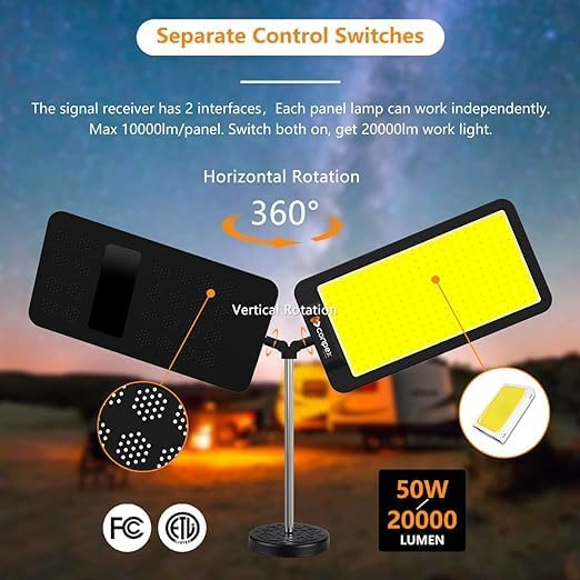 CONPEX LED Work Light | 20,000LM Dual-Head Adjustable Magnetic Light for Workshop & Camping
