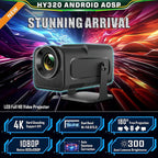 Android 11 HY320 Projector | 390 ANSI Lumens | 4K Native 1080p Dual WiFi6 & BT5.0 | Portable Outdoor Cinema | HY300 Upgrade