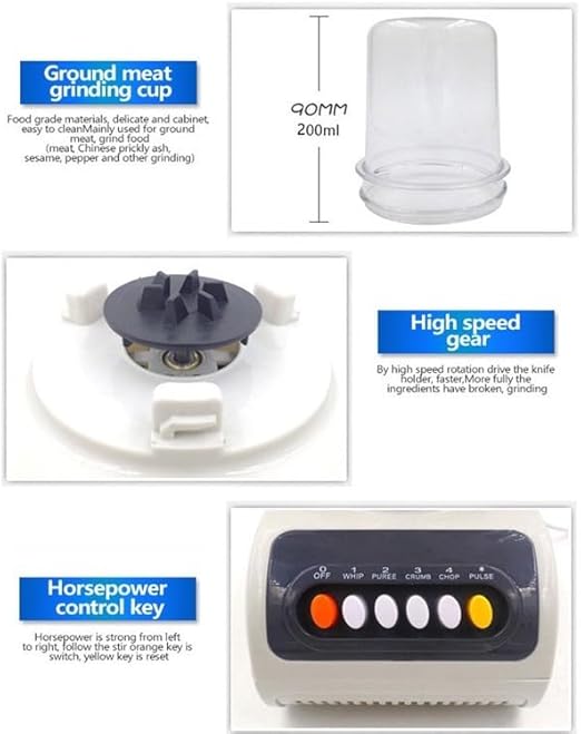 Electric Food Processor – Compact Blender Mixer with Stainless Steel Blades for Smoothies, Juices, Soups, and Sauces, Easy Cleanup and Multiple Speeds