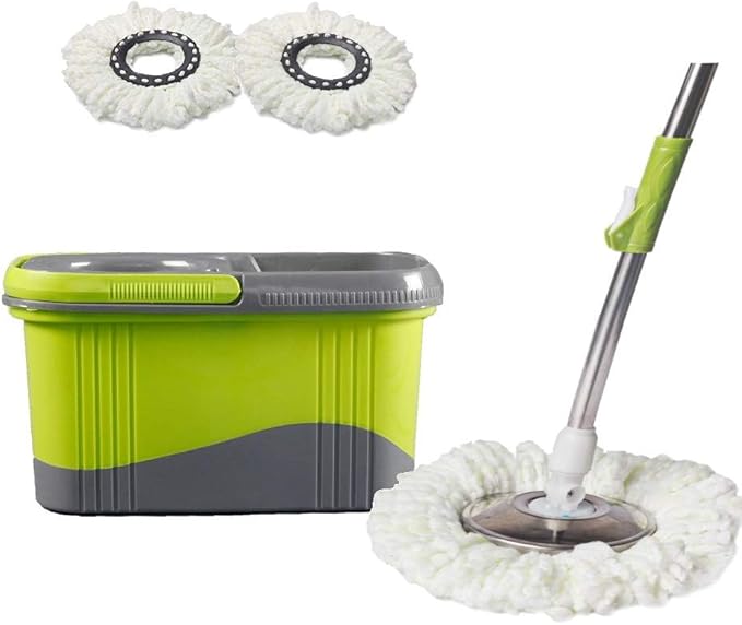 Microfiber Cleaning Flat Mop – 360° Spin Magic Easy Mop with Bucket for Multi-Surface Cleaning