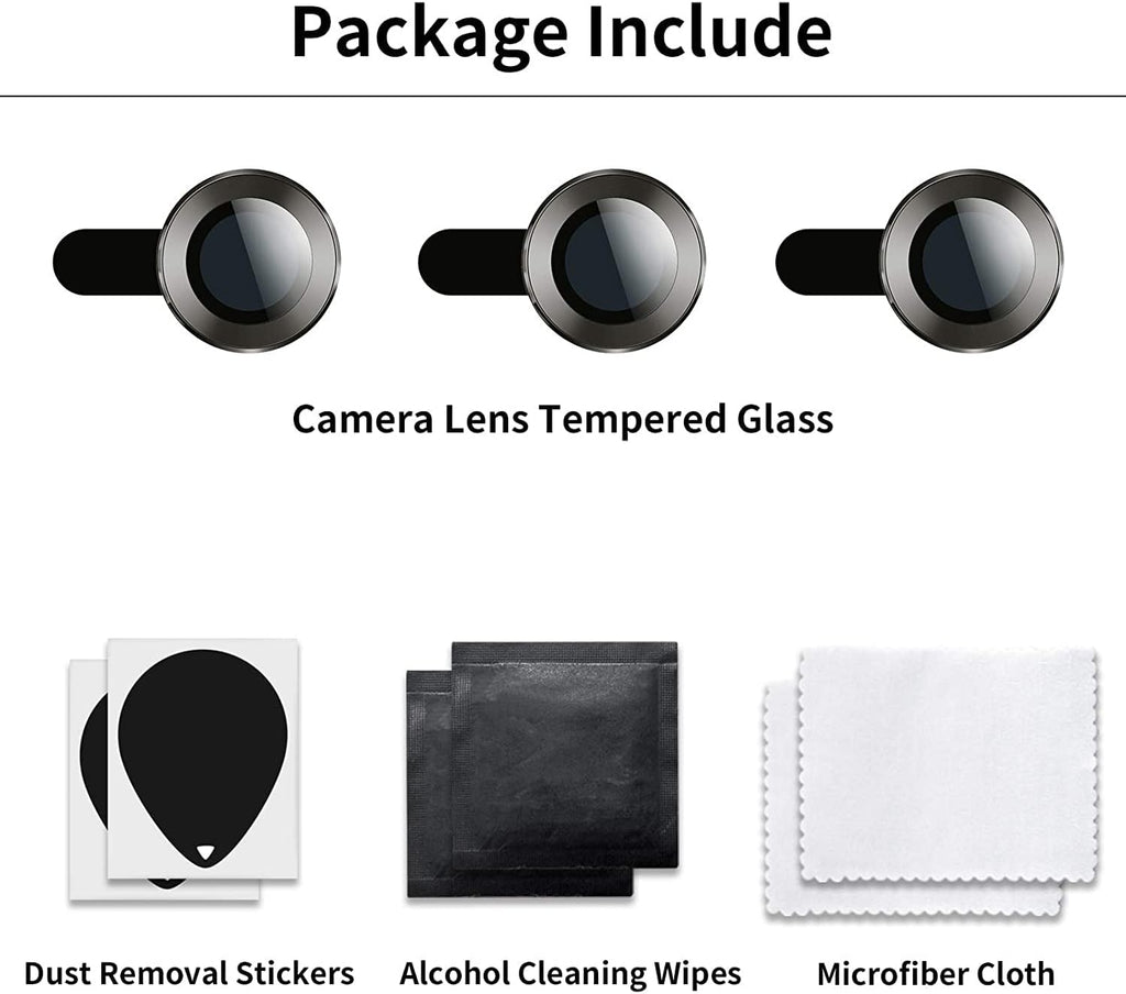 Camera Lens Protector for iPhone 13 Pro/Pro Max | 9H Tempered Glass & Metal Ring