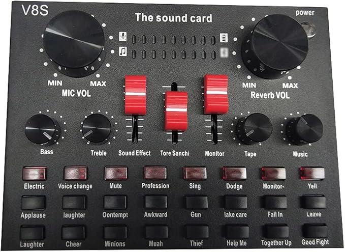 V8S Live Streaming Sound Adapter – High-Quality Audio Interface for Phones and Lap Microphones