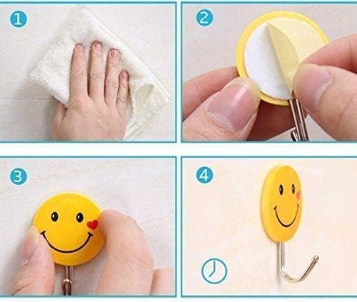 Wall Hanging Hook Set | 9-Piece Emoji Face Adhesive Hooks with Strong Poster Adhesive