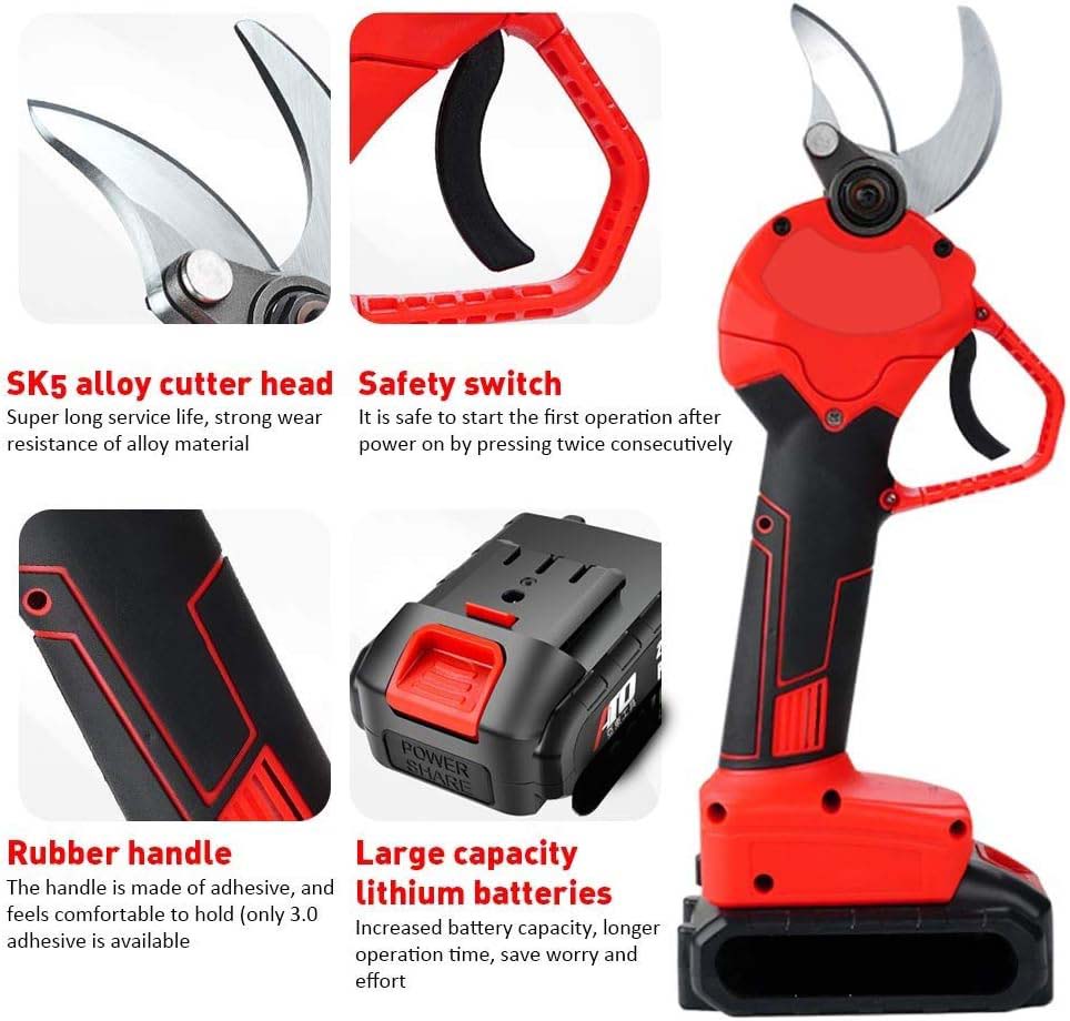 Cordless Electric Pruning Shears | Garden Tree Branch Pruner with 30mm Cutting Diameter | Ergonomic ABS Handle & Lightweight Design