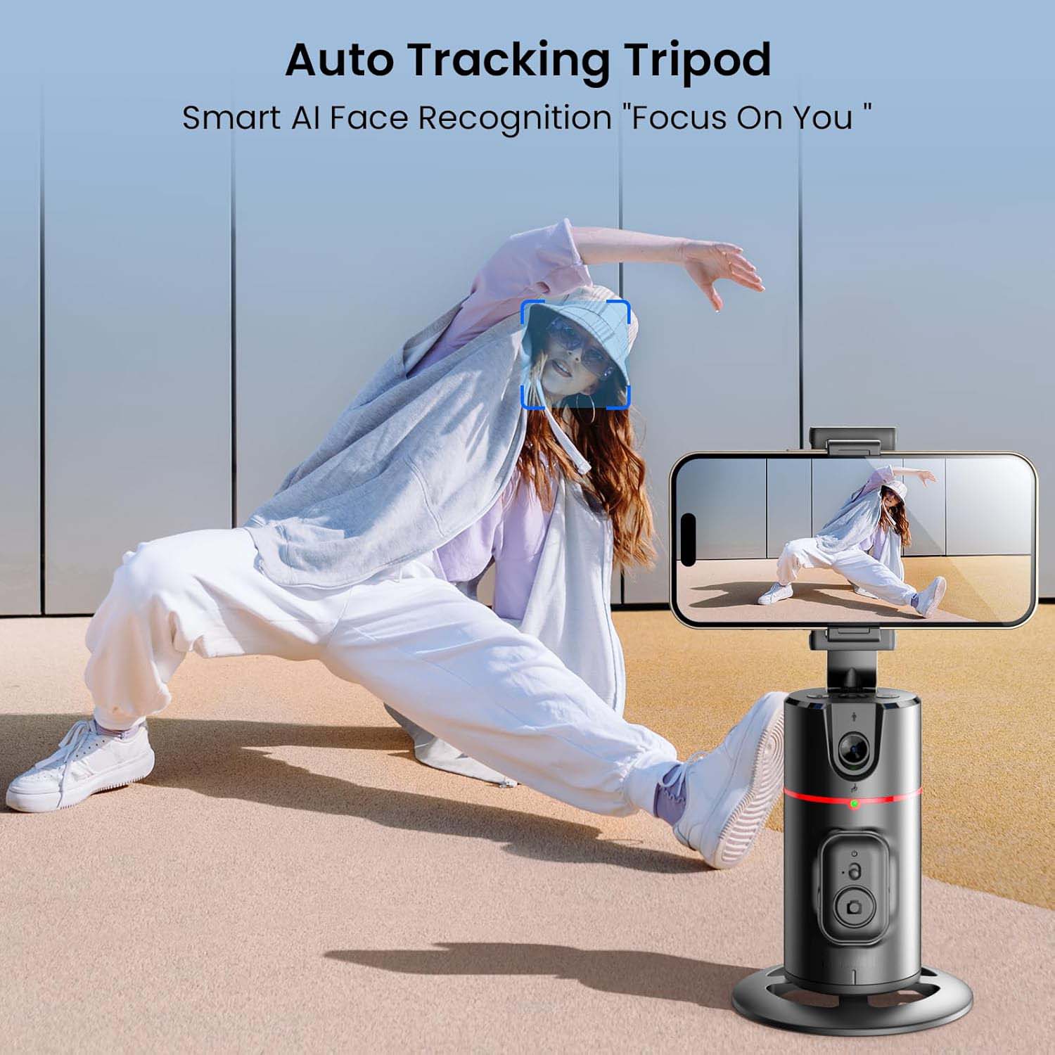 Tripod with Fill Lights – Smart 360° Rotation, Gesture Control, Detachable Remote, and Adjustable Lighting for Vlogging and Live Streaming