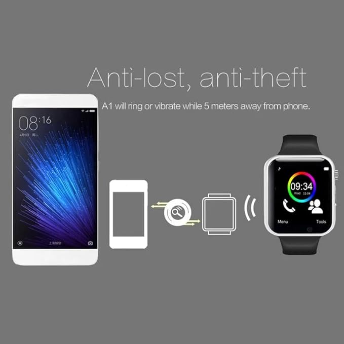 A1 Bluetooth Smart Watch - Fitness Tracker with Pedometer, SIM Card Slot & Camera | Android Sports Bracelet with Call, Message Alerts, and Health Tracking