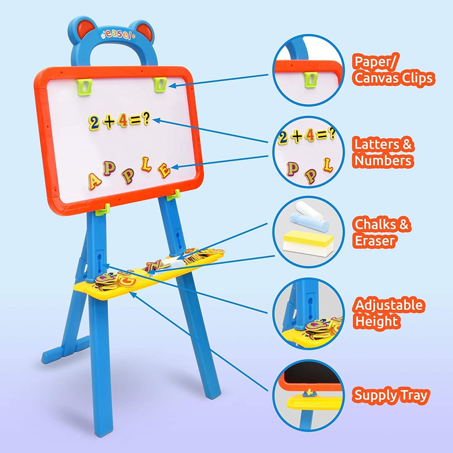 Kids' Art Station – 3-in-1 Adjustable Easel with Dry Erase, Magnetic Board, and Chalkboard Features
