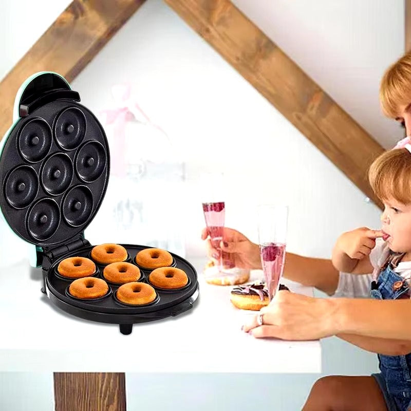 Household Electric Donut Maker | Double-Sided Heating Donut & Bread Machine with Non-Stick Cake Baking Pan | Easy-to-Use Breakfast Maker Oven for Homemade Donuts, Cakes, and Mini Bread