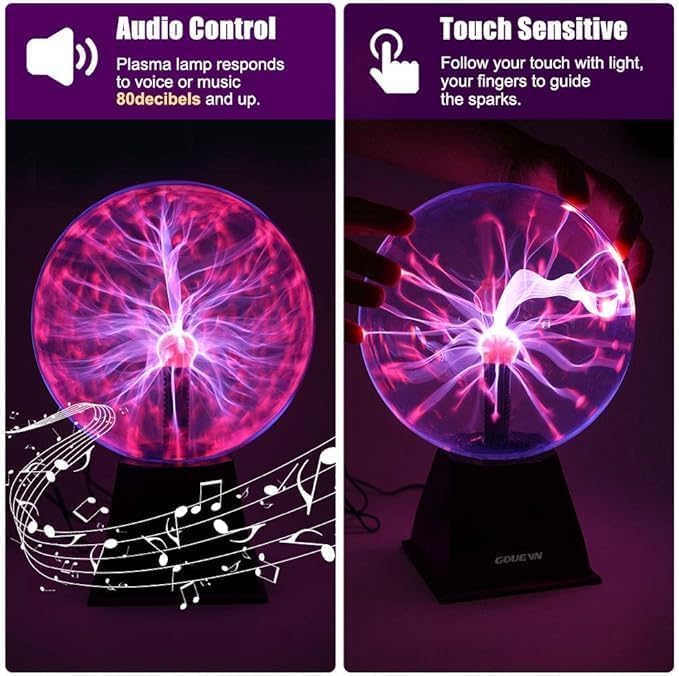 Plasma Ball | 6-Inch Touch & Sound Activated Interactive Globe Lamp