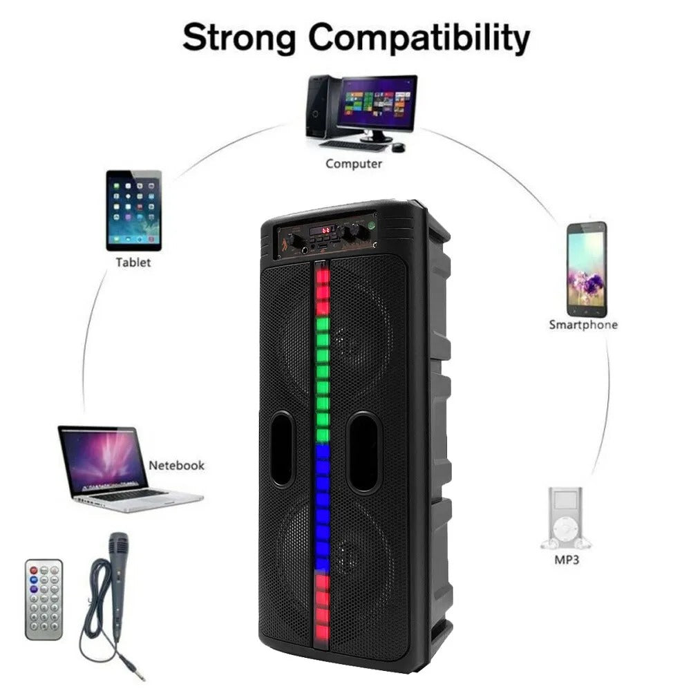 Portable 8-Inch Trolley Speaker – Bluetooth, Powerful Bass, USB/AUX Connectivity for Outdoor Events