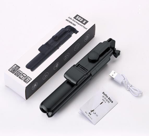 Selfie Stick Tripod with Wireless Remote & 360° Rotation | Mini Extendable Stand Holder with LED Fill Light | Compatible with iPhone & Android Smartphones