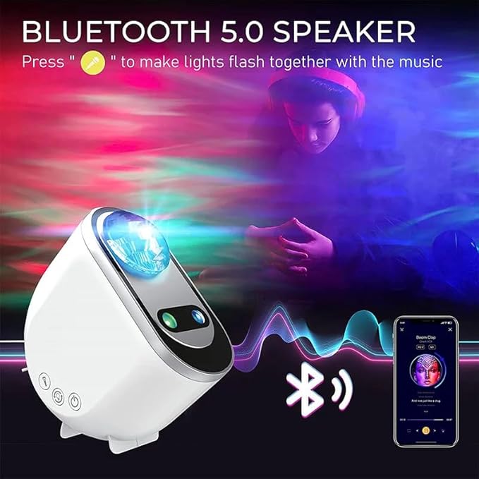 Galaxy Star Projector – 3-in-1 Aurora Borealis LED Light Projector with Bluetooth Speaker, White Noise, and Customizable Lighting Modes