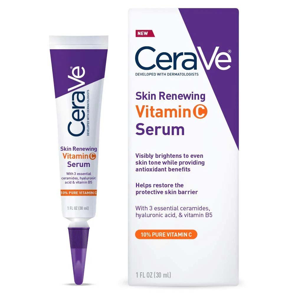 CeraVe Skin Renewing Vitamin C Serum - 30ml Brightening Serum with Hyaluronic Acid & Ceramides for Radiant Skin