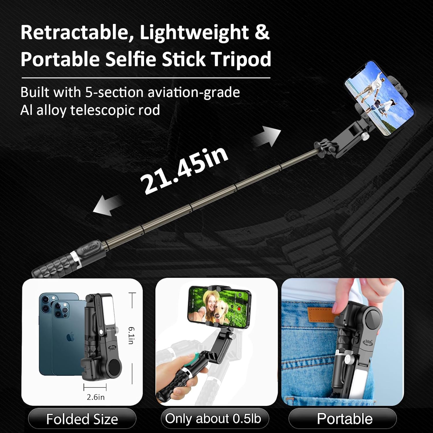 Q18 Mobile Phone Selfie Stick – Anti-Shake Gimbal Stabilizer with Built-In Fill Light, Rechargeable Battery, and Universal Smartphone Compatibility