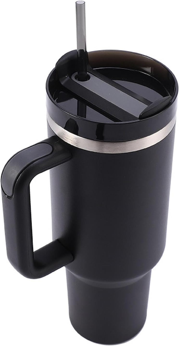 Stainless Steel Vacuum Mug with Screw Lid & Straw – Sweat-Proof, Leak-Proof Travel Flask